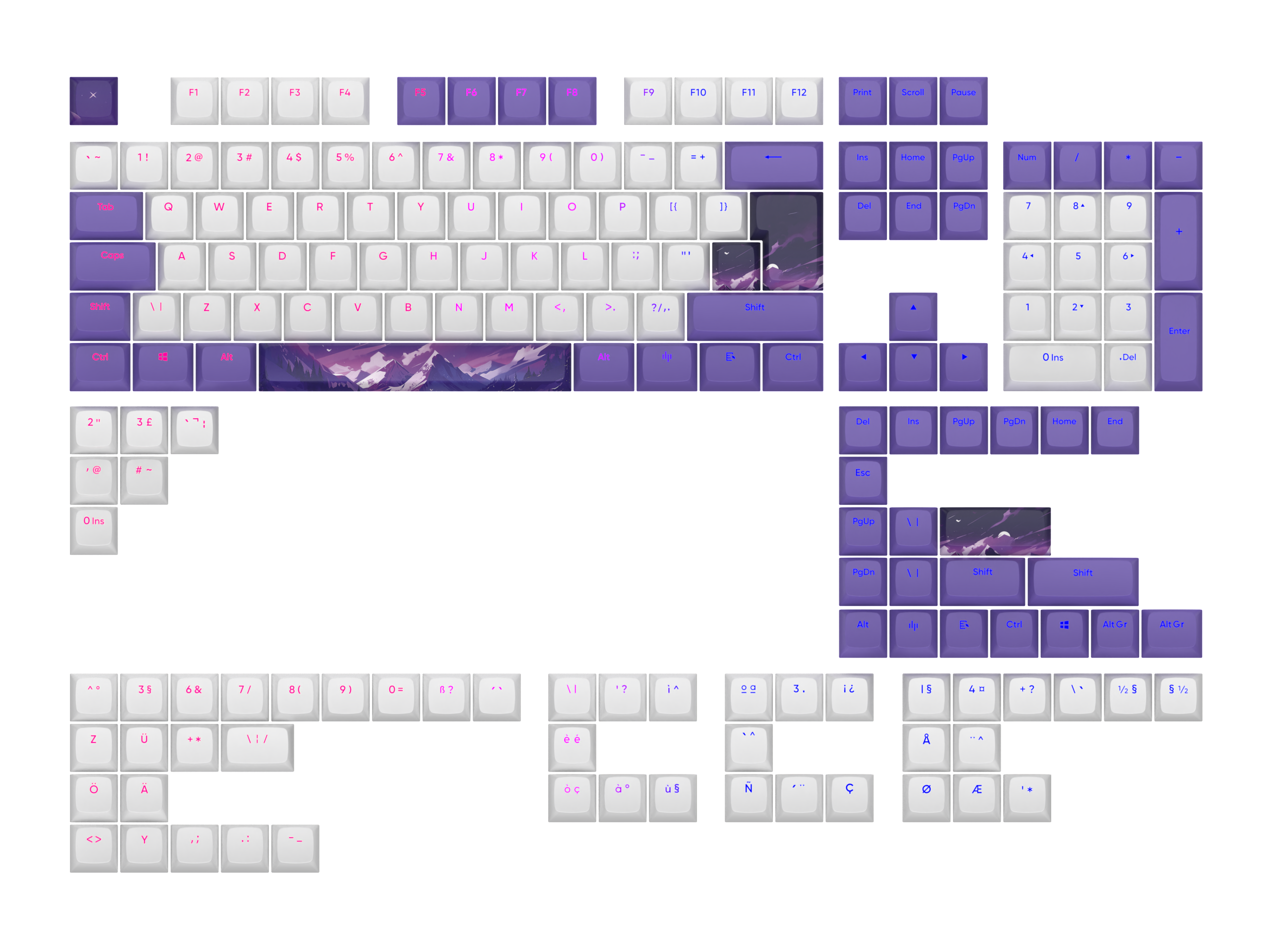 Dark Project Mechanical Keyboard Keycaps - Violet Horizons PBT - ANSI & ISO