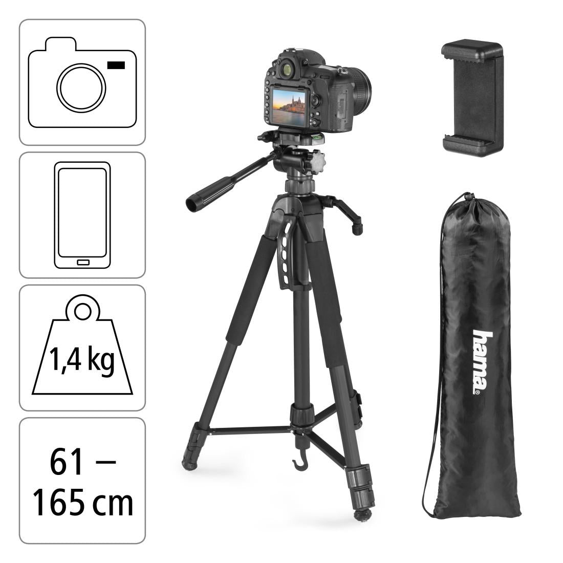 HAMA Статив / Трипод "Action Smart 165 3D", 61 -165 cm