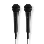 HAMA "Karaoke" Dynamic Microphones, Set of 2 with 2.5m Jack Cable + Adapter, On/Off