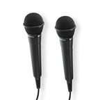 HAMA "Karaoke" Dynamic Microphones, Set of 2 with 2.5m Jack Cable + Adapter, On/Off