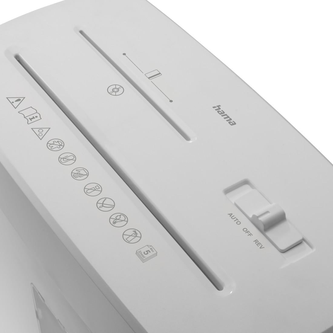 HAMA Шредер „Prime M50CD-B“, ниво на сигурност P5 T2 E2 O1, бял