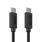 HAMA Кабел за зареждане USB-C - USB-C, 60 W, 1.2 м, черен