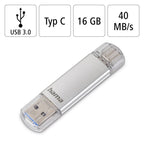 HAMA Laeta USB-C/USB-A 3.0 Flash Drive, 16GB, 40MB/s