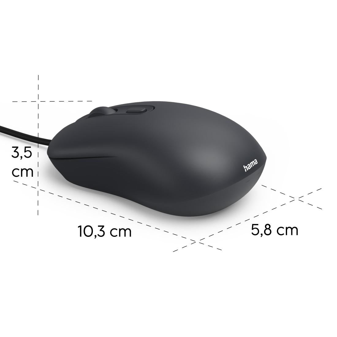 Оптична мишка HAMA CM-200, 4 бутонна, безшумна, с кабел, черна