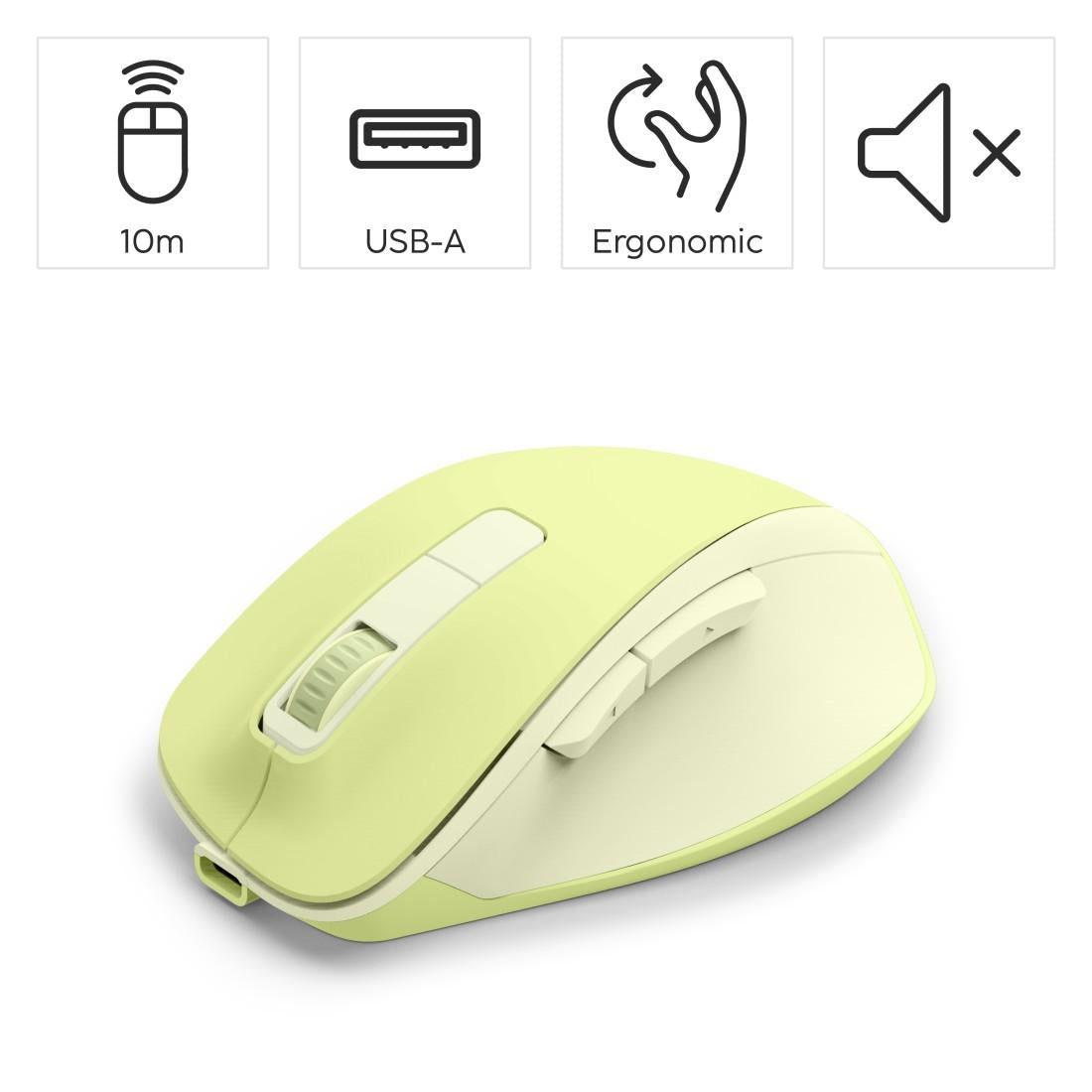 HAMA Безжична оптична мишка WM-500 Recharge, зелена, 6 бут.,800/1200/1600 dpi, безшумна