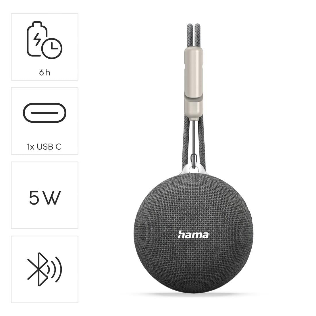 HAMA Блутут колонка "MagBuddy", 5 W, сива