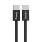 HAMA Charging Cable "Fabric", USB-C - USB-C, 1 m, Nylon, black