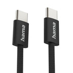 HAMA Charging Cable "Fabric", USB-C - USB-C, 1 m, Nylon, black