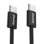 HAMA Charging Cable "Fabric", USB-C - USB-C, 1 m, Nylon, black