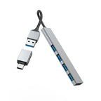 HAMA USB hub, 4 ports, USB 3.2 Gen 1, 5 Gbit/s, ultra-slim, incl. USB-C adapter