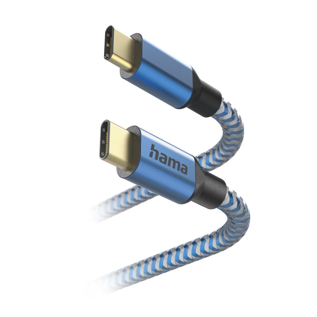 Кабел "Relfective" USB-C мъжко– USB-C мъжко, 1.5м, 480Mb/s, син