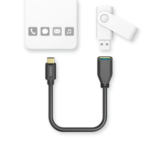 HAMA OTG Adapter USB-C male - USB-A female, 0.15m, black