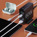 HAMA Charging Station 4 ports, 60W, 2 x USB-C, 2 x USB-A, PD, Fast Charge