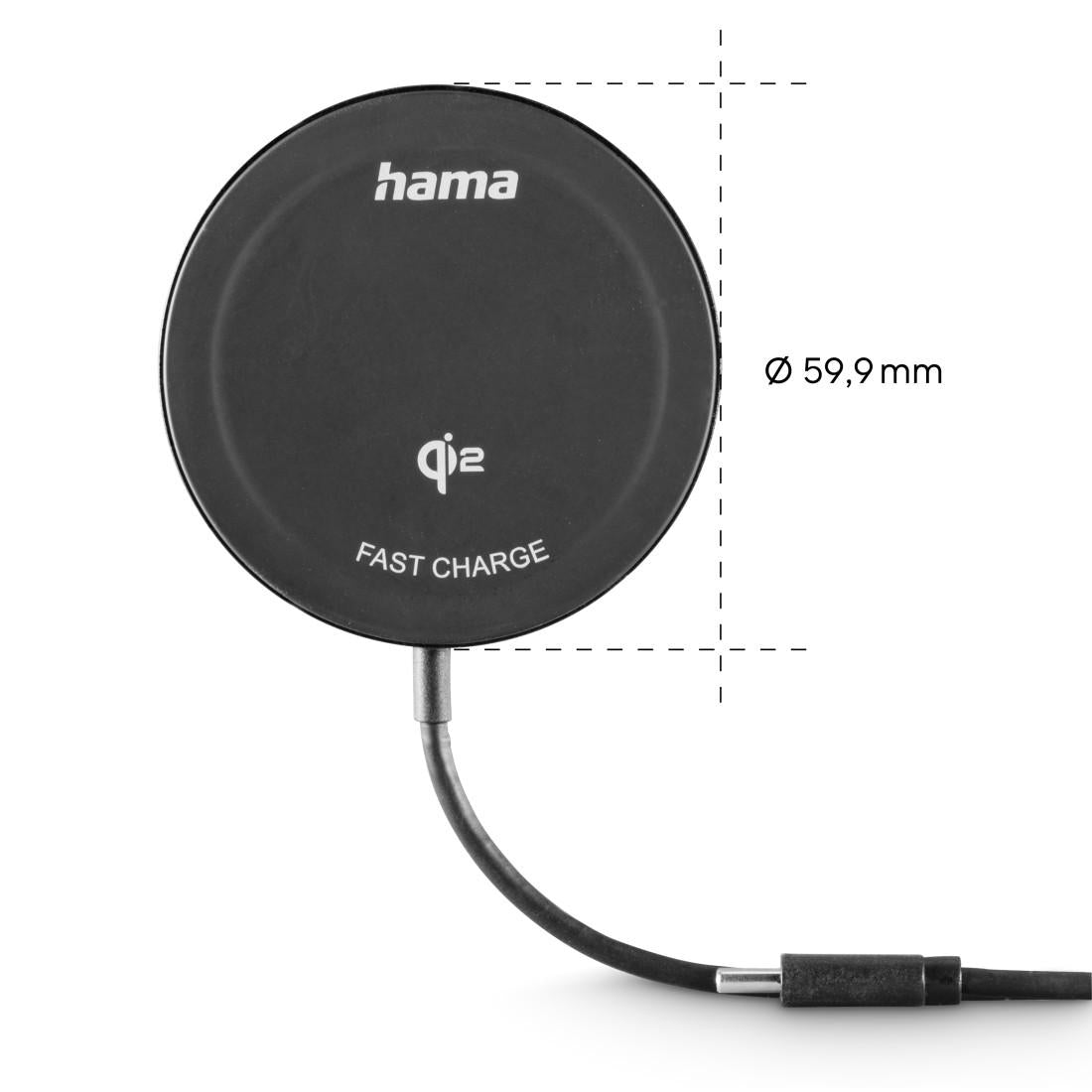 HAMA Безжично зарядно устройство Qi2, 15 W, черно,