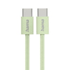 HAMA "Fabric" Charging Cable, USB-C - USB-C, 1 m, Nylon, green