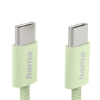 HAMA "Fabric" Charging Cable, USB-C - USB-C, 1 m, Nylon, green