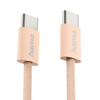 HAMA Charging Cable "Fabric", USB-C - USB-C, 1 m, Nylon, Orange