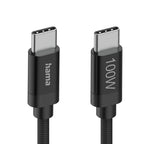 Hama Charging Cable, "Fabric", USB-C - USB-C, 100 W, 1.5 m, Nylon, black