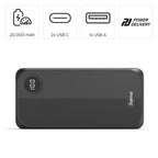 HAMA Power Bank 20000 mAh, 3 outputs: 2 x USB-C, 1 x USB-A, black