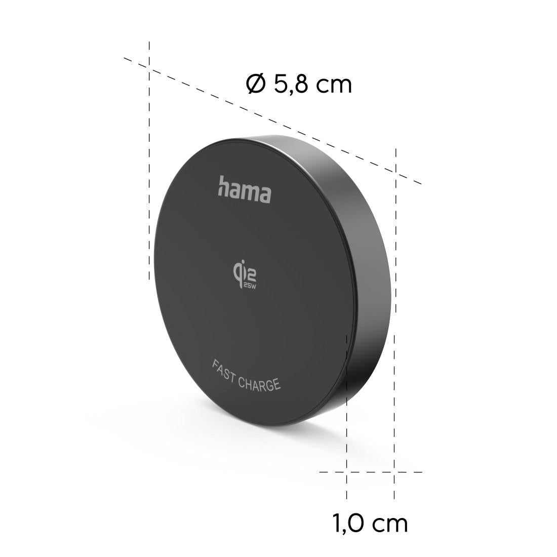HAMA Безжично зарядно устройство Qi2 25W, бързо зареждане, черно