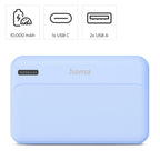 HAMA Външна батерия "Pocket 10", 10000 mAh, Изходи: 2x USB-A, син