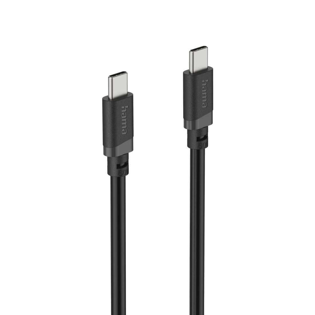HAMA Кабел USB-C мъжко– USB-C мъжко, 60 W, 1 m, черен