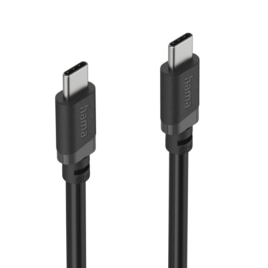 HAMA Кабел USB-C мъжко– USB-C мъжко, 60 W, 1 m, черен