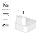 HAMA Fast Mini Charger GaN, 2 x USB-C, PD, 40 W, foldable adapter, white