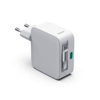 HAMA Fast Charger, 30W, GaN, 2x USB-C, with 0.7m retractable cable, white