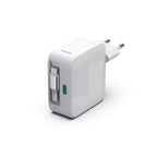 HAMA Fast Charger, 30W, GaN, 2x USB-C, with 0.7m retractable cable, white