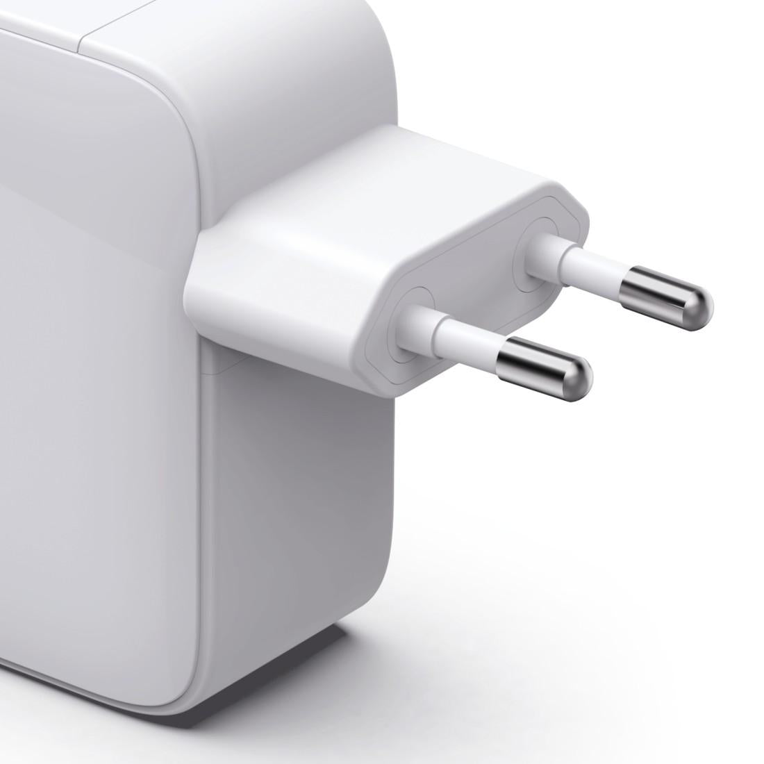 HAMA Бързо зарядно, 30 W, GaN, 2x USB-C, с разтегателен кабел 0.7м, бял