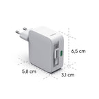 HAMA Fast Charger, 30W, GaN, 2x USB-C, with 0.7m retractable cable, white
