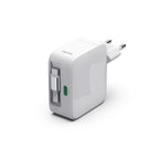 HAMA Fast Charger, 65 W, GaN, 2x USB-C, with 0.7m Extendable Cable, White