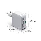HAMA Fast Charger, 65 W, GaN, 2x USB-C, with 0.7m Extendable Cable, White
