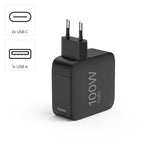 HAMA Бързо зарядно GaN, 2x USB-C, 1x USB-A, PD, 100 W, черно