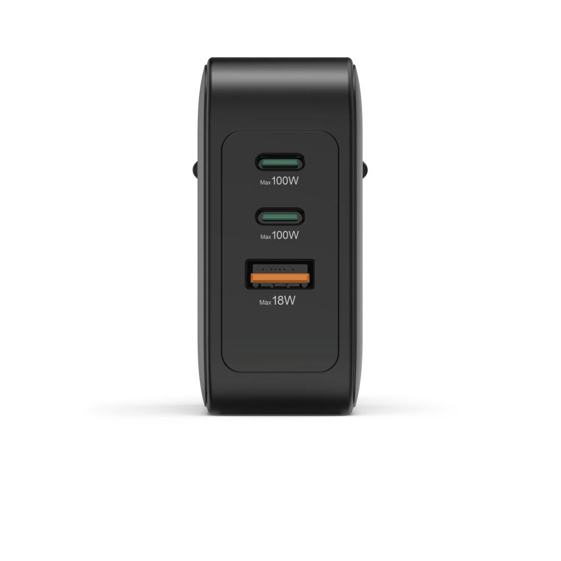 HAMA Бързо зарядно GaN, 2x USB-C, 1x USB-A, PD, 100 W, черно