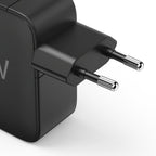 HAMA Бързо зарядно GaN, 2x USB-C, 1x USB-A, PD, 100 W, черно