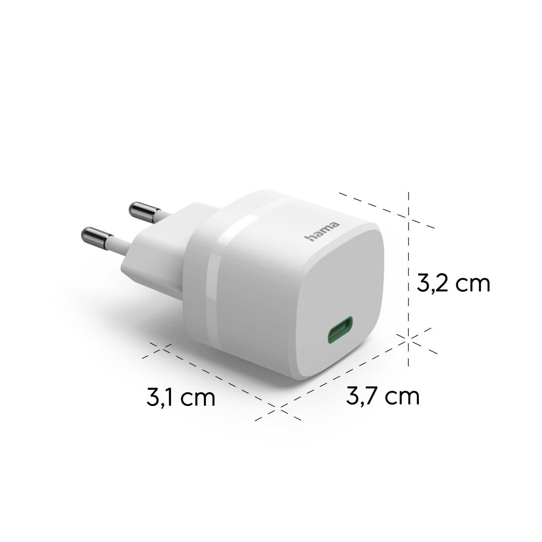 HAMA Зарядно устройство, 30 W, GaN, USB-C, PD/Qualcomm®, Zero Standby, бяло