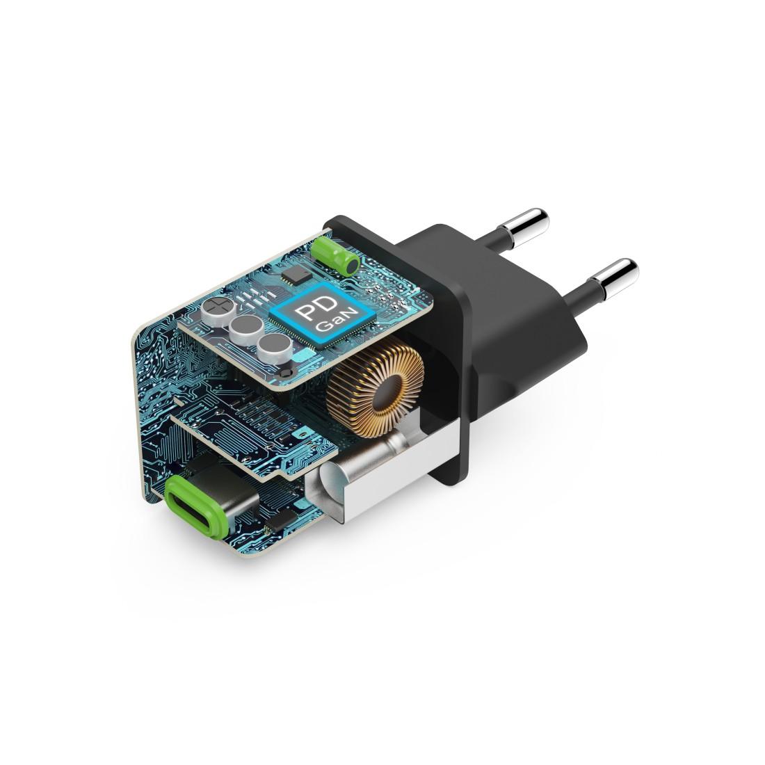 HAMA Бързо мини зарядно GaN, USB-C, PD, 45 W, черно