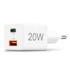 HAMA Fast Mini Charger 1x USB-C, 1x USB-A, PD, 20 W, white
