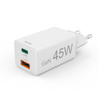 HAMA Fast Mini Charger, 45W, 1x USB-C - 1x USB-A, PD, White