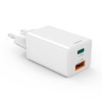 HAMA Fast Mini Charger, 45W, 1x USB-C - 1x USB-A, PD, White