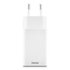 HAMA Fast Mini Charger, 45W, 1x USB-C - 1x USB-A, PD, White