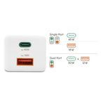 HAMA Fast Mini Charger, 45W, 1x USB-C - 1x USB-A, PD, White