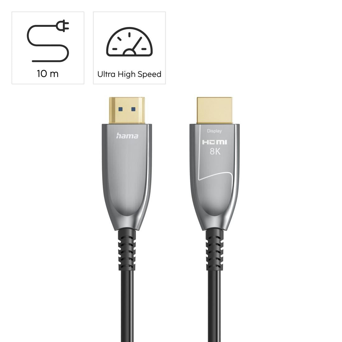 HAMA Оптичен HDMI кабел, ултра високоскоростен, AOC, сертифициран, 8K, алуминий, 10 м