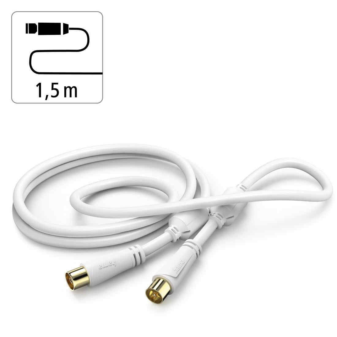 HAMA Коаксиален антенен кабел, позлатен, 1,5 м, 100 dB