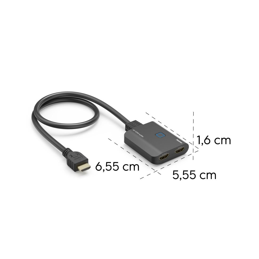 HAMA Сплитер 4K HDMI мъжко - 2 x HDMI женско, черен
