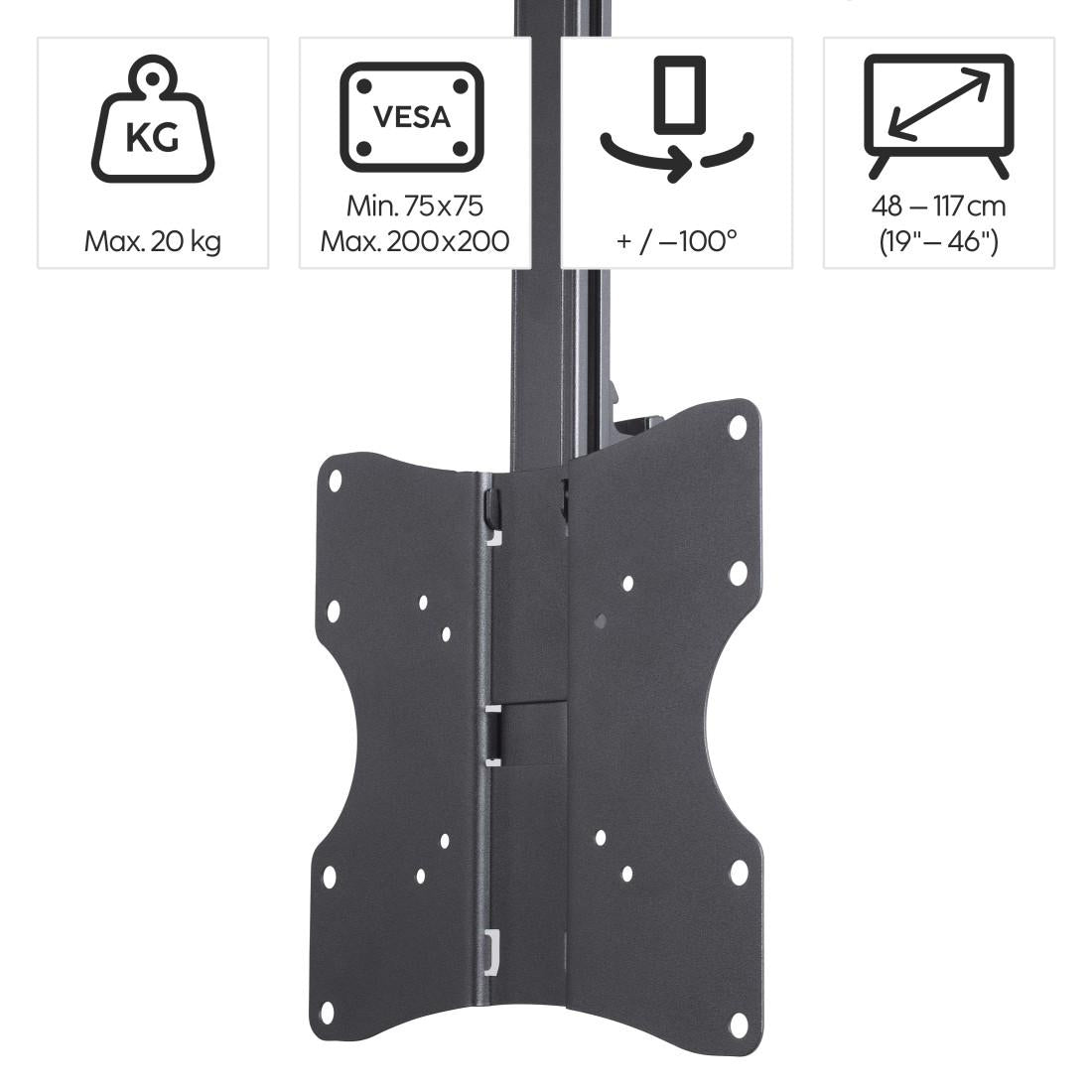 HAMA Стойка за TV за монтаж на таван, 117 cm (46") , до 20 кг, 220876