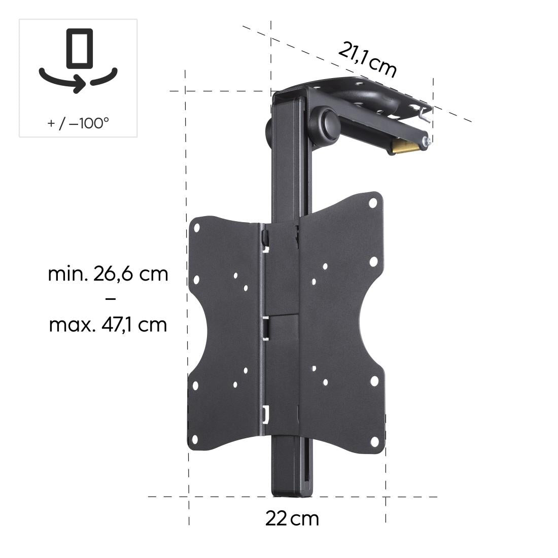 HAMA Стойка за TV за монтаж на таван, 117 cm (46") , до 20 кг, 220876