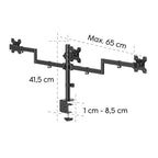 HAMA 3-Monitor Mount, adjustable height, 13" - 27"